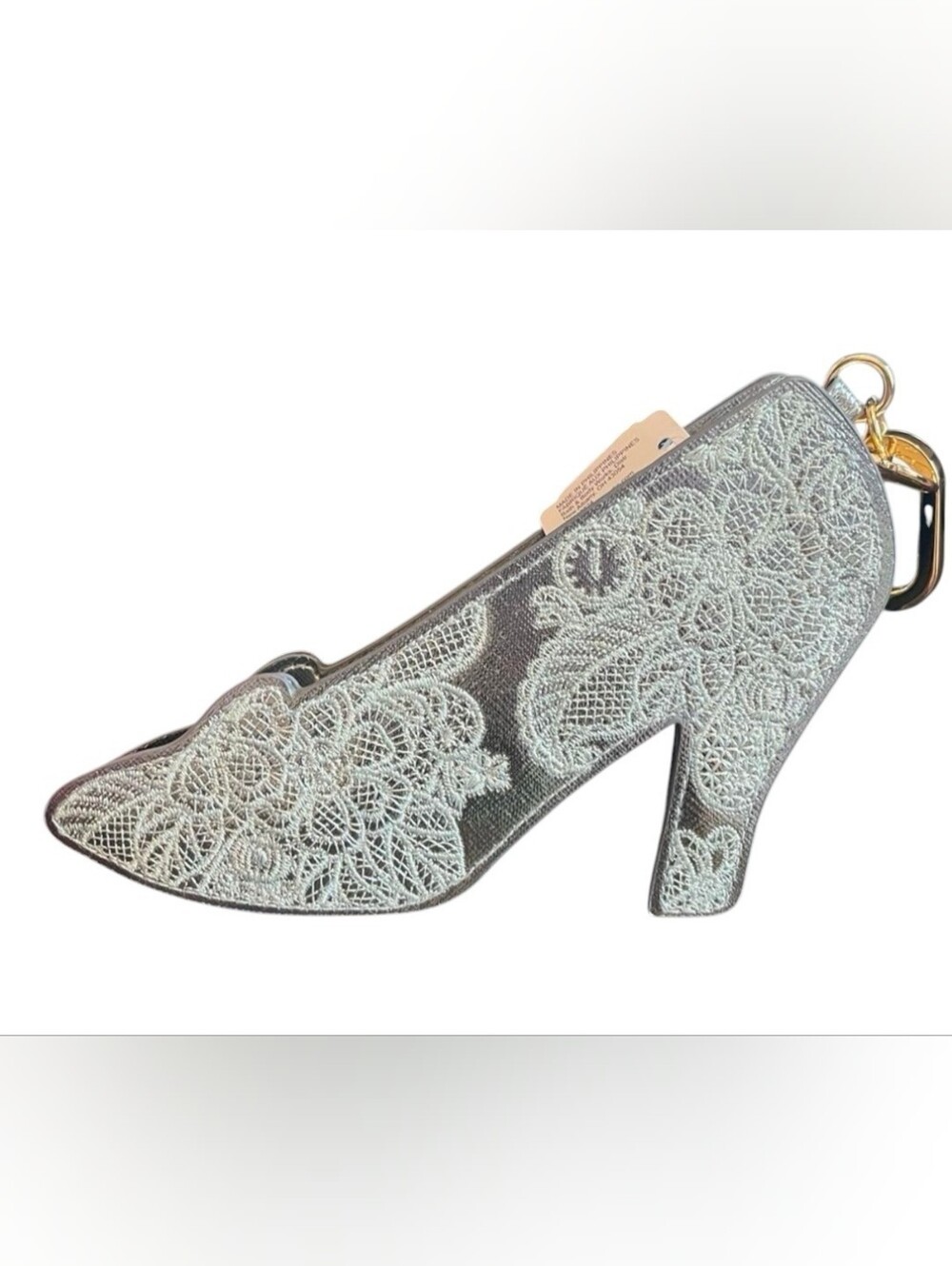 Bath And Body Works Elegant Cinderella Silver Lace Pointed Heel Keychain Charm